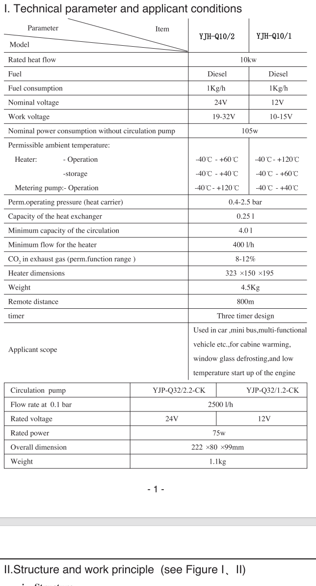 10KW 12V 24V Water Heater for Truck Bus Engine Preheating and Room Heating
