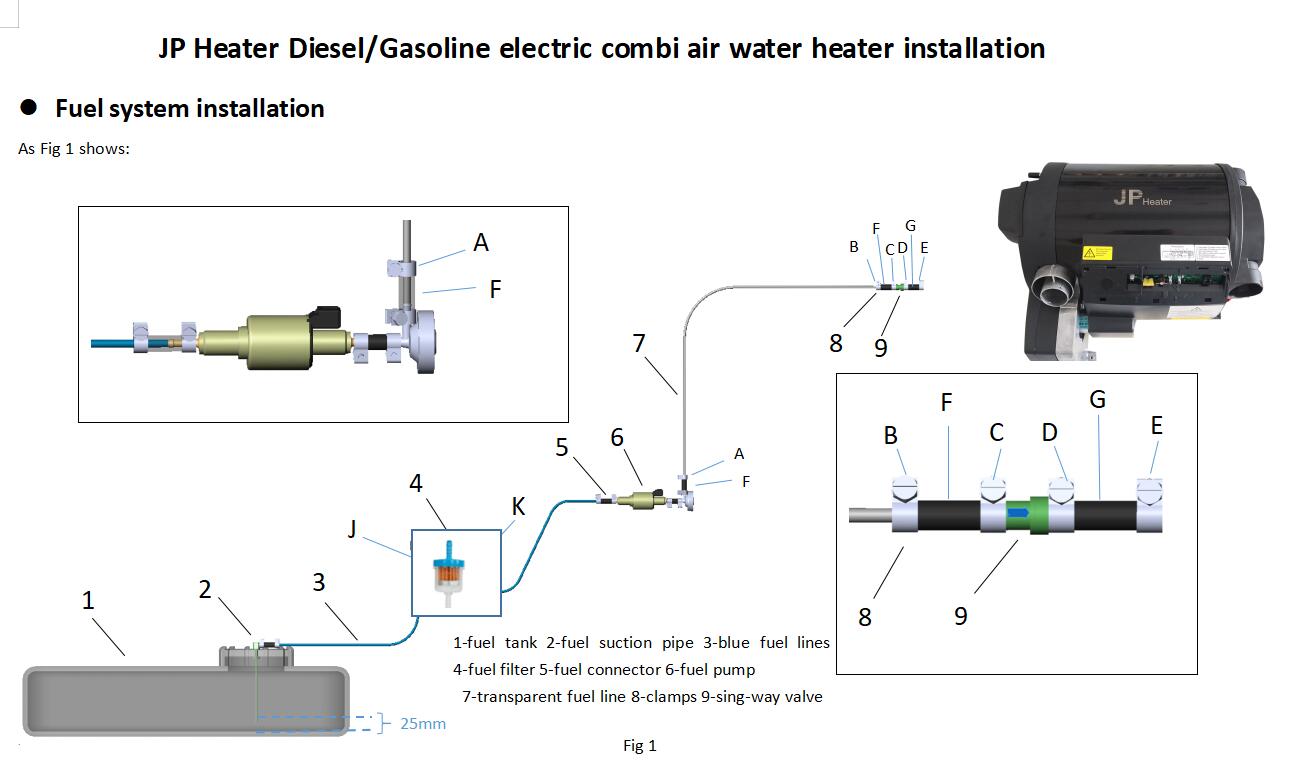 How to install the diesel system for JP Heater diesel combi boiler