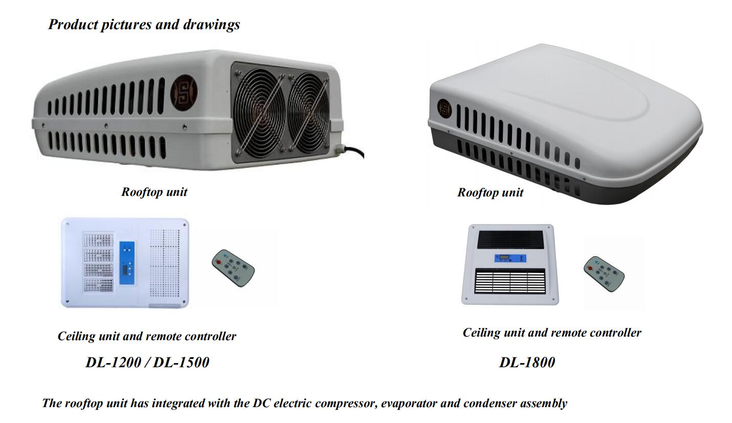 Motorcool DL-1200 DL-1500 DL-1800 12V 24V RoofTop Mounted Air Conditioner